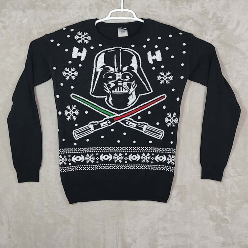 Star Wars Darth Vader Ugly Christmas Sweater Men's Medium Black Lightsaber Knit